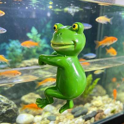 迷你树脂青蛙水族箱装饰雕像，手工户外摆件，植物配件及花园悬挂装饰，无需用电