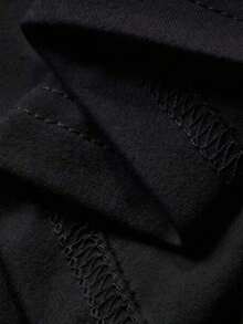 Camiseta de mujer de unicolor, cuello de pico, ajustada, con pliegues y manga corta, para verano - Negro 5 - Ver 4