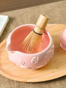 1 Stück/2 Stücke/4 Stücke/5 Stücke Japanischer Stil Geprägte Sakura Keramik Matcha Tee Set, hochwertige rosa Gießschale, Matcha Zubehör Set beinhaltet Schale, Quirl, Löffel, Sieb, geeignet für Matcha-Liebhaber und Anfänger, tolles Geschenk zum Muttertag, für Ältere, Valentinstag - Verschiedenfarbig - Übersicht 7