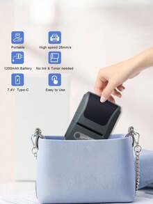Portable Thermal Label Printer, Wireless Thermal Label Printer, Mini Barcode Printer, Sticker Printer, Compatible With Smartphone Apps (IOS/Android), Supports Smartphone Printing, Built-In Rechargeable Battery And USB Port - Suitable For Home, Office, Classroom Organization, Retail, Jewelry Labels, Receipts, QR/1D/2D Barcode Printing, DIY Stickers (No Ink Required). - Multicolor - View 10