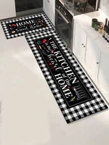 1/2 Pieces Sweet Home Kitchen Carpet, Kitchen Is The Heart Of Home, Kitchen Floor Mat, Non-Slip Absorbent Washable Corridor Carpet, Farmhouse Style Kitchen Bar Mat. - Multicolor - View 9