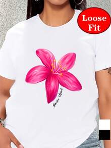 Garden Soul, Floral Pattern Print, Round Neck Short Sleeve T-Shirt, Spring Summer Casual Top, Plus Size Women'S Clothing Ropa deportiva estilo Y2K, cuello redondo, 100% algodón, tejido suave, manga corta. - Blanco - Ver 2