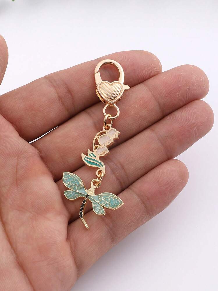 1pc Cute Enamel Dragonfly Keychain Animal Butterfly Key Ring Pendants For Car Key Holder Women Girl Handbag Decor DIY Jewelry Gifts - Multicolor - View 7