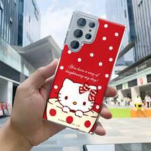 三丽鸥 Hello Kitty 复古红色波点手机壳，印有励志语录和偷看的 Kitty 图案，磁吸透明设计，适用于三星 S26 Ultra/S26 Edge/S26 Plus/S26/S25 Ultra/S25 Plus/S25/S25 Edge/S24 Ultra/S24 Plus/S24/S24 FE/S23 FE/S23 Ultra/S23 Plus/S23/S22 Ultra/S22 Plus/S22/A07/A06/A15/A16/A17/A25/A26/A35/A36/A37/A54/A55/A56/A57 女友 - 無色 - 查看 4