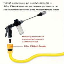 Portable High Pressure Car Wash Water Gun Hose Kit, 3/4" And 1/2" Quick Connect Adapters, Multi-Function Garden Soft Pipe Nozzle, Adjustable Thickened Rod Sprayer, Suitable For Car Cleaning And Pet Cleaning - View 8