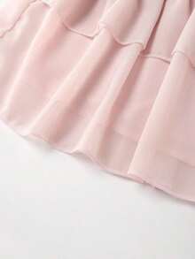 Conjunto de blusa sin mangas con nudo delantero y falda con volantes y dobladillo en capas, conjunto de verano casual de resort, set en color rosa - Rosa Pálido - Ver 3