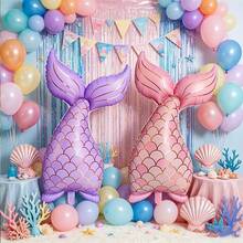 2pcs 39.3 Inch New Mermaid Themed Balloons, Ocean Decor For Birthday Party, Holiday Decoration Balloons - Multicolor - View 5