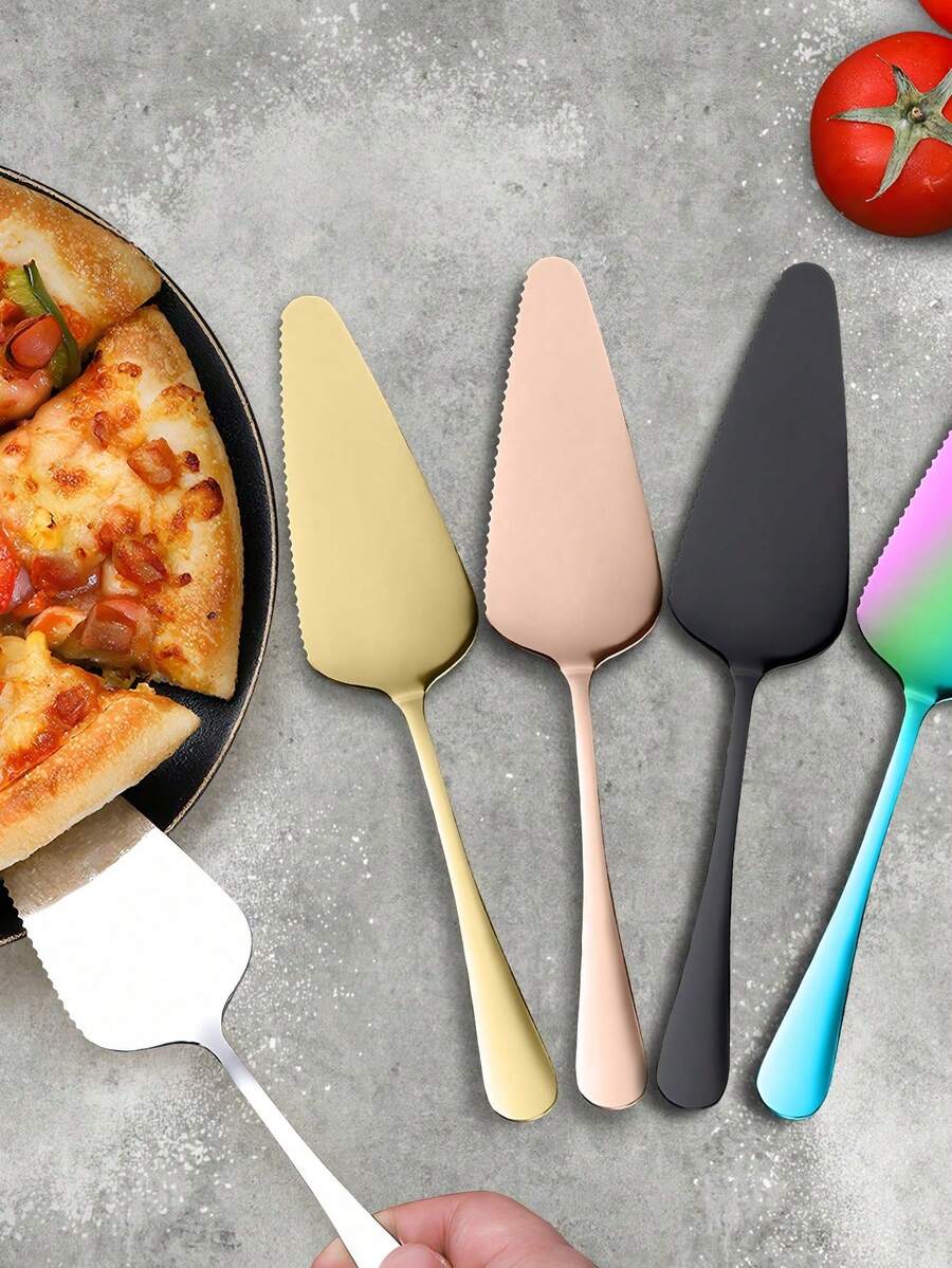 1pc Stainless Steel Cake Spatula, Suitable For Cutting Cakes, Pizzas And Cheeses. It Is A Baking Tool, Specially Designed For Cutting Thin Pizza Bases, Baking Utensils And Pizza/Cake Cutting Knives. It Is Also An Indispensable Accessory In The Baking Process. - Multicolor - View 1
