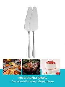 1pc Stainless Steel Cake Spatula, Suitable For Cutting Cakes, Pizzas And Cheeses. It Is A Baking Tool, Specially Designed For Cutting Thin Pizza Bases, Baking Utensils And Pizza/Cake Cutting Knives. It Is Also An Indispensable Accessory In The Baking Process. - Multicolor - View 8