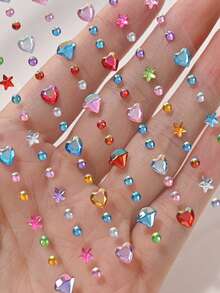 451 miếng dán mặt nạ lấp lánh nhiều màu cầu vồng, 2 tờ miếng dán hình trái tim đính đá acrylic tự dính hình giọt nước dùng trang điểm và hóa trang, đá quý nhiều màu sắc cho mặt nạ, lễ hội và sự kiện. - Nhiều màu - Xem 7