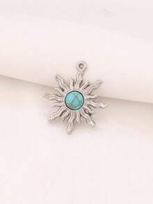 2pcs Stainless Steel Sun Pendant Accessories, High Quality 18K Gold Plated Cat Eye Turquoise Pendant, Suitable For DIY Jewelry Making - Sun Pendant - View 11