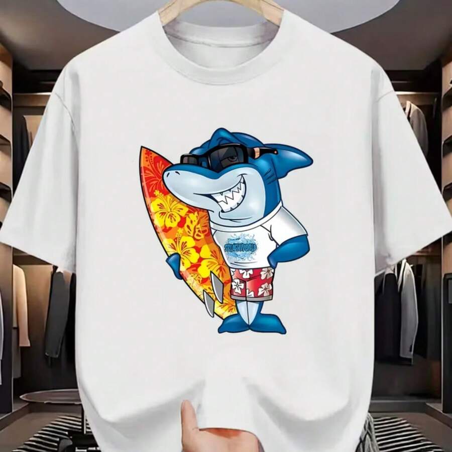 Printed T-Shirt For Men And Women - 白色 - 查看 1