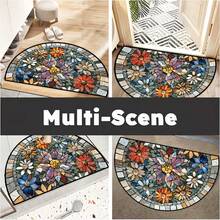 1pc Bohemian Mandala Welcome Mat - Colorful Stone Floral Pattern Doormat, Velvet Material, Soft Entrance Rug, Suitable For Entryway, Bathroom, Kitchen, Hallway, Garden - Washable & Foldable, Home Decor Carpet, Holiday Decoration - Multicolor - View 8