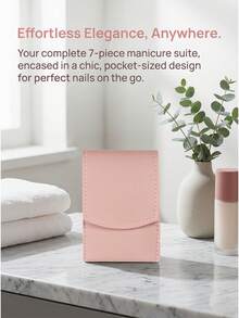 7pcs Portable Nail Clipper Set, High Quality Stainless Steel Ultra Sharp Durable Curved Edge Scissors For Trimming Finger & Toenails, Includes Nail File (Pink & Silver Set) - Multicolor - View 3