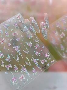 Realistic Dried Flower Embossed Nail Stickers, Colorful Ditsy Floral 3D Nail Art Decals - Multicolor - View 13