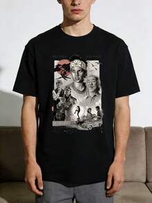 Unisex T-Shirt With A Striking "Shaolin Boy" Print, Perfect For Casual Wear With Jeans, Highlighting Individuality, And An Ideal Gift For Couples, Christmas, And Valentine's Day. Sporty Style, Outdoor Activities, Urban Style, Fashion, Warm-Weather Clothing, Summer Casual Wear, Party Outfit, Perfect For Vacations And Leisure Time, Ideal For Parties And Family Holidays, Perfect For Everyday Wear And As A Gift. - 黑色 - 查看 7