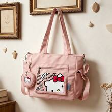 Miniso Sanrio Hello Kitty Graffiti Print Pink Casual Multi-Functional Large Capacity Tote Bag 2 Pieces Set With Detachable Coin Purse, Multi-Way Carry, Ideal For Work, Travel, Shopping And Everyday Use - Pink - View 4