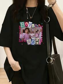 Camiseta unisex de algod￳n 100% para hombre y mujer con collage retro Y2K y texto "UGH", expresi￳n emocional femenina, suave, esencial de moda urbana casual para toda temporada, estilo combinable para toda temporada, ropa de diario asequible y regalo perfecto para fans y amigos - 220g - Negro - Ver 2
