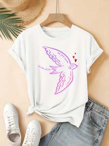 Women's T-Shirt, New Summer Collection 2025, Creative Letter Design, Don't Underestimate Its Charm, Beautiful, Elegant, Fashionable, Casual, Korean Style Clothing, T-Shirt, Spring Clothing, Summer Outfit, Fashion Top, Stylish T-Shirt, Breathable Material, Lightweight Fabric, Printed Shirt, Eye-Catching Top, For Young Women, Book Lovers. - 白色 - 查看 1