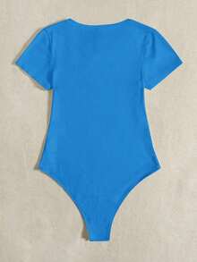 Body de punto acanalado sólido - Azul - Ver 2