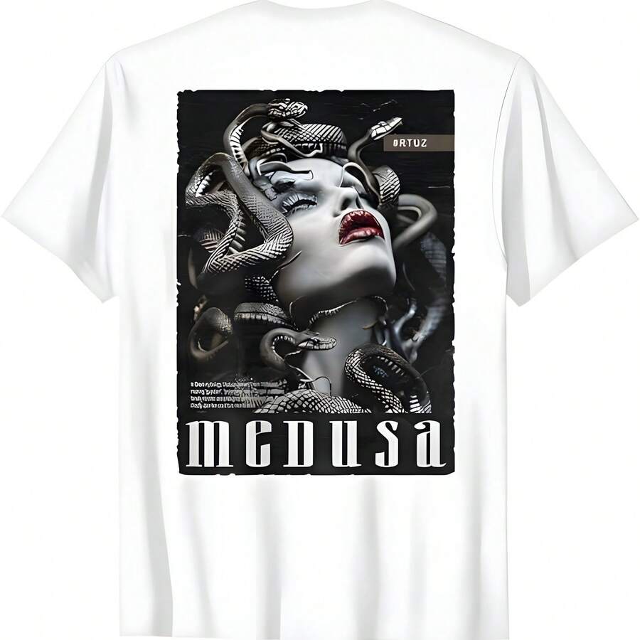 Gorgon Medusa Diosa Serpiente Mitología griega impresión trasera Medusa Camiseta - Blanco - Ver 1
