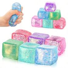 1/2 piezas Cubos de estrés - Bolas de estrés de masa que se elevan lentamente, juguetes blandos para aliviar la ansiedad, cubos de estrés para estirar y estirar, juguetes sensoriales para ADD/ADHD - Multicolor - Ver 2