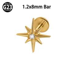 1PC G23 Titanium Zirconia Piercing Hoop Titanium Hinged Clicker Ring Septum Ring Hexagram CZ Labret Ring Ear Tragus Helix Cartilage Piercing - Như thể hiện trong hình ảnh - Xem 13