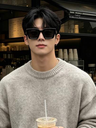 Classic Minimalist Men's Fashion Retro Square , Men's Casual Business Travel Outdoor Vacation Minimalist Personalized Glasses, Suitable For Sports, Parties, Vacations, Driving, Fishing, And An Ideal Gift Choice