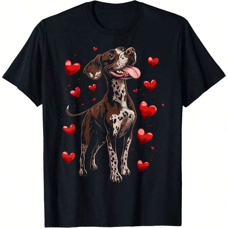 1 Piece Cottage Core T-Shirt With Poodle Dog Playing Guitar Design, All Seasons, 100% Cotton, Single Side Print, Round Neck, Short Sleeve, Unisex, Base Layer, 180g, 100% Cotton. - 顏色 3 - 查看 1
