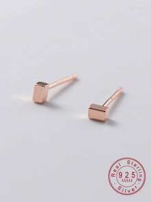 1對 S925 純銀方形耳釘，極簡優雅風格，日常通勤必備 - 幾何 - 查看 4