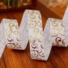 (10 Yards/Roll) 2.5cm Wide Gold Foil Ribbon, Gift Packaging, Cake Baking Packaging, Gift Flower Packaging, Wedding Decoration, Handmade DIY, Headwear, Brooch, Clothing Accessories - Multicolor - View 7
