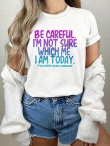 Women's Casual T-Shirt [Humorous Gift] - Pink Crew Neck T-Shirt With Lettering - Lightweight T-Shirt For Everyday Wear - Humorous Gift For Ladies - Comfortable And Stylish T-Shirt - White - View 7