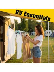 1 Set Camping Essential, Elastic Travel Clothesline Can Be Stretched Up To 3 Meters, Camping Gear, Suitable For Outdoor Camping, Cruise And RV, Essential Hanging Rope - Multicolor - View 8