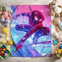 1pc S-Pider-Man Print Blanket,Retro Cartoon Style Throw Blanket,Cartoon Character Printed Blanket,All-Season Universal Nap Blanket,Character Home Decor Blanket,Modern Fashion Gift Suitable For Home Bedroom Bed Sofa Office Lunch Break Cover Picnic Blanket - Nhiều màu - Xem 3