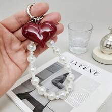 Short Phone Lanyard With Red Big Heart Pendant, Suitable For Camera, Bag, Keys, Universal Clip - Black - View 8