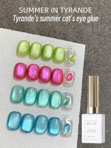 MISSMONDAY 15ml Summer Dopamine Series Cat Eye Nail Polish Gel, Coarse Pink Glitter Cat Eye, LED, Travel-Friendly, Gift For Women And Girls, Home DIY Nail Salon - Multicolor - View 3