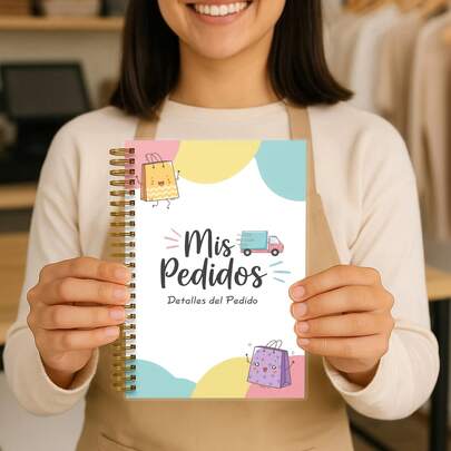 1 pieza Cuaderno de espiral en forma de espiral interesante. Cuaderno de pedido - Cubierta de plástico con espiral, tamaño A5, papel grueso de 100g, 80 páginas