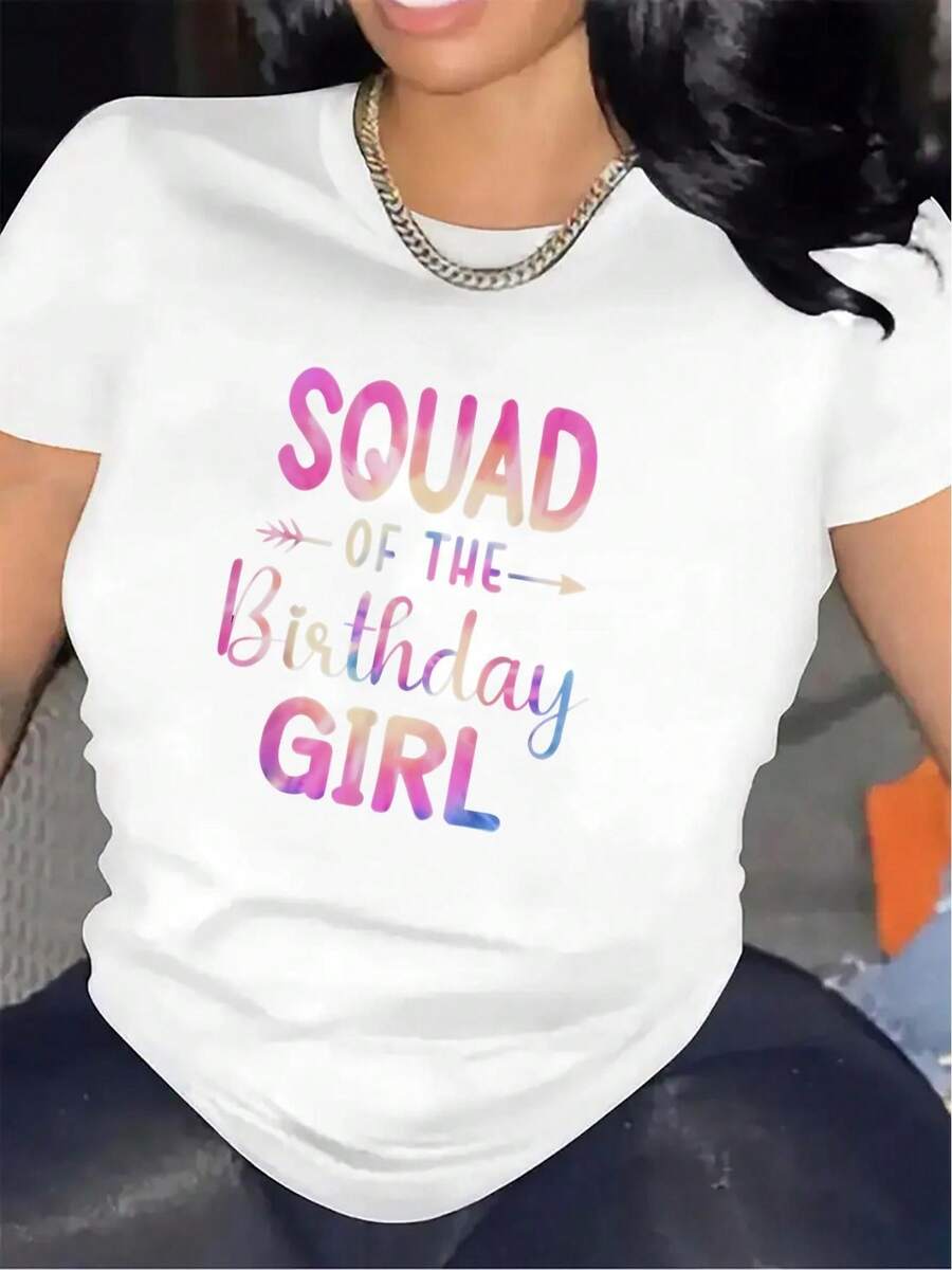 Birthday Team Party T-Shirt, Durable And Comfortable Fabric, Ideal For Restaurant Or Living Room Gatherings, Stylish Design For Festive Occasions, Unisex Fit Top - 白色 - 查看 1