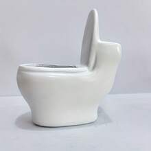 White Resin Green Plant Small Flower Pot, Creative Toilet-Shaped Garden Planter For Succulents - Multicolor - View 7