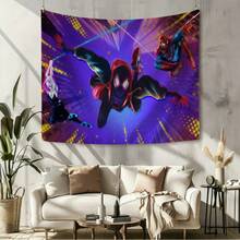 1pc Spider-Man Happy Birthday Backdrop Marvel Superhero Boy Party Decoration Cartoon Photography Background Indoor Holiday Gathering Scene Layout Cake Table Wall Tapestry Anime Fan Birthday Party Props Wall Hanging Decor - 多色 - 查看 7