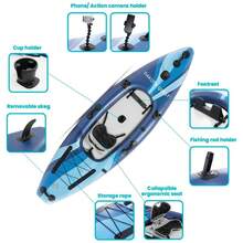 68245EP 10.5ft Dakota Quest SitOnTop Inflatable Kayak, Kayak Folds Into Backpack, 352lbs Capacity, Hand Air Pump, Paddle, Phone - As Illustrated - View 4