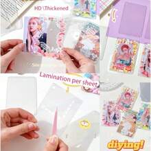 6  Photocard Holder Keychain Toploaders, 6 Wrapped Gift Sets 50 Holographic Card Sleeves For Trading Cards, 35Sheets Deco Stickers, 2 Pcs Cute Little Pendant  II - 星二 - 查看 4