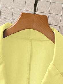Blazer casual de unicolor para mujer - Amarillo - Ver 3