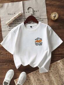 Tween Boy-Cartoon Print T-Shirt, Suitable For Girls' Daily Wear, Girls' Spring/Summer Casual Versatile Top - White - View 6