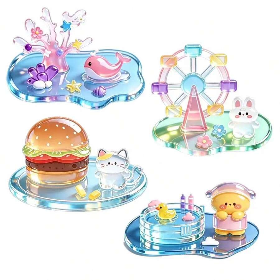 3D Embossed Stackable Cartoon Animal Stickers, Cute DIY Decorative Stickers, Corner Creature Stacking Toy For Children