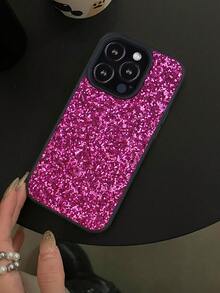 亮片鑽石 1 個裝奢華水鑽皮革手機殼，適用於 iPhone 17 Air 17 16 15 14 13 12 11 Pro Max Plus X XS XR 7 8 以及 Galaxy S21 S22 S23 S24 Plus S25 Ultra A15 A16 A55 A53 - 玫紅色 - 查看 6