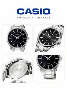 Casio 男士商务石英模拟腕表，不锈钢表带，黑色表盘，型号 MTP-1303D-1AVDF，适合商务日常佩戴，男士礼物 - 黑色 - 查看 6