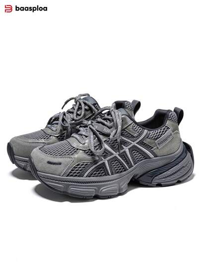 baasploa Nouvelles chaussures de sport à semelle épaisse pour femmes, chaussures de course en maille, chaussures de sport à semelle épaisse et à talons compensés, chaussures décontractées légères, chaussures vintage, chaussures amortissantes antidérapantes résistantes à l'usure à semelle souple pour la marche. Chaussures de course et d'entraînement mode et polyvalentes, baskets compensées, patchwork vintage (chaussures de sport confortables - taille en dessous pour les pieds étroits)