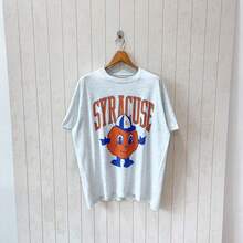 Vintage 1990s Syracuse University T-Shirt Orange Size XL - White - View 1