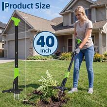Gaderth 40" Long Handle Stand Up  Puller - 4-Claw With Ejector Gardening Hand Ing Tool Easy-Eject Easily Remove S Without Bending, Pulling, Or Kneeling - Black+Green - View 2